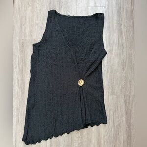 Elegant Black Women's Top with Button Detail